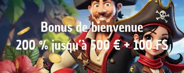 Bonus de Bienvenue – 200 % jusqu'à 500 € + 100 FS